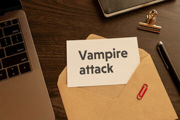 There is word card with the word Vampire attack. It is as an eye-catching image.