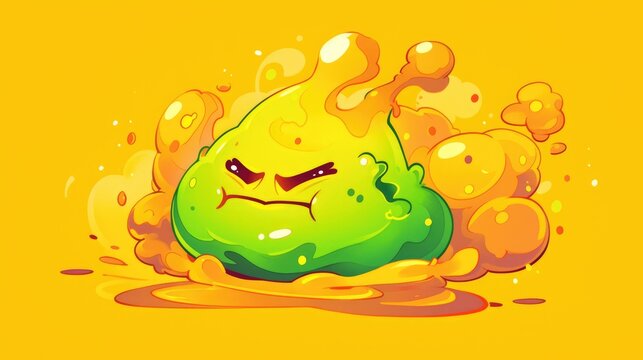 The pungent scent of a fart depicted in a cartoonish style may trigger a grimace on one s face when encountered This isolated symbol is captured in a detailed 2d illustration