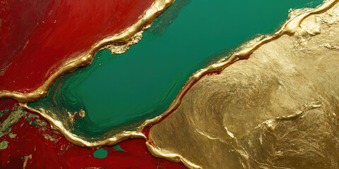 abstract painted texture background red green and gold
