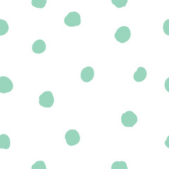 Abstract seamless pattern with aquamarine, turquoise cute adorable little doodle handwritten polka dots for babies. Can use for fabric print and design, for kids, nursery and scrapbooking, journaling