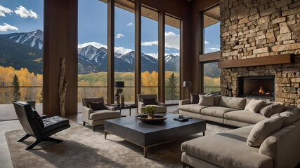 Fototapeta na wymiar Luxury home with unique architecture in Aspen, Colorado 