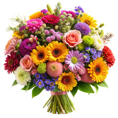 Colorful bouquet of mixed flowers in full bloom