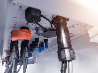 Electrical inverter solar panel switching on bottom view.