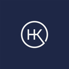 Fototapeta premium HK monogram logo inside circle frame.
