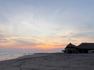 Ocean beach at dusk time color