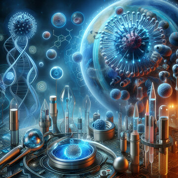 Advanced Modern Stem Research into Gene Therapy Targeting Cancer Cells in the Clinic Laboratory. Building Blocks of Life Personalized Therapies Medical Breakthroughs in Modern Medicine & Biotechnology