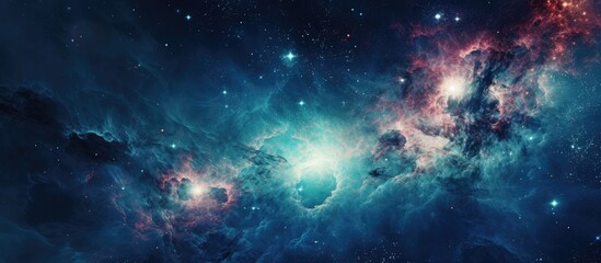 Fototapeta na wymiar Astronomical object resembling an electric blue nebula in the midnight sky