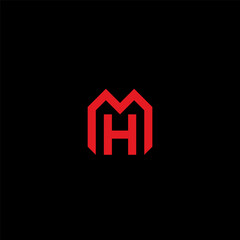 MH monogram logo in red color.