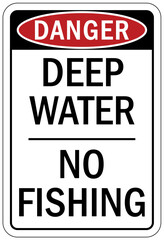 No fishing warning sign deep water