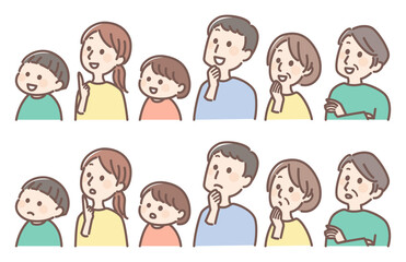 illustration of thinking three generation family