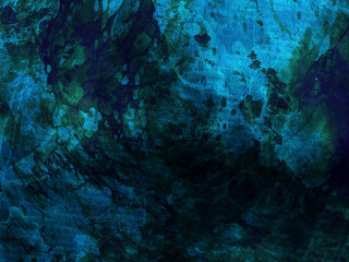Blue and green watercolor texture with irregular stains. Abstract background. 