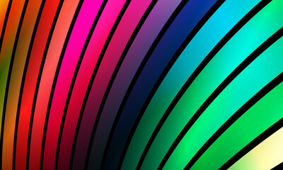 colorful curved abstract stripe lines background. vibrant rainbow style.