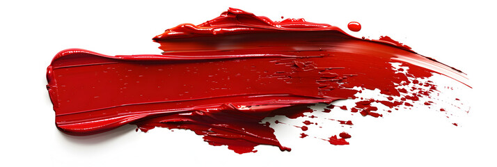Bold Lipstick Mark - Red Smudge Isolated - Cosmetics White Background