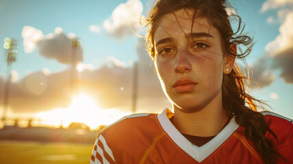 Portrait of a female high school flag football player