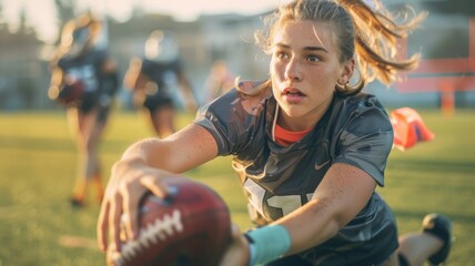 Portrait of a female high school flag football player
