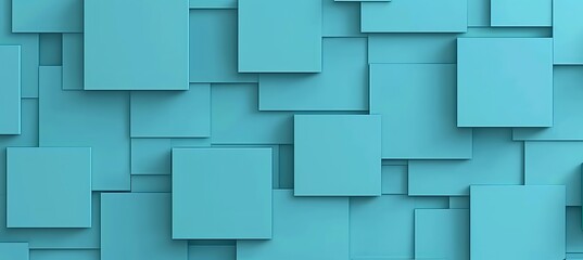Obraz premium Vibrant Cyan Cubic Patterns: Perfect Ultrawide Banner Background for Modern Designs and Presentations