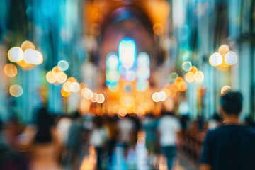 Fototapeta premium blurred photograph of crowded Church