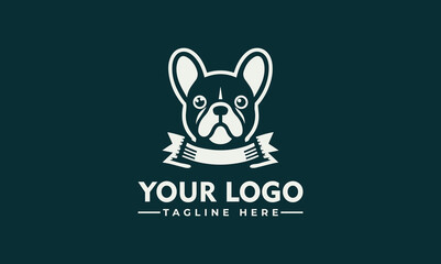 Black French Bulldog Logo Vector Frenchie Series in Black & White style french bulldog logo icon design vector illustration