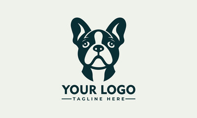 Black French Bulldog Logo Vector Frenchie Series in Black & White style french bulldog logo icon design vector illustration
