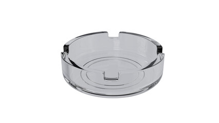 Glass ashtray isolated on transparent and white background. Smoke concept. 3D render