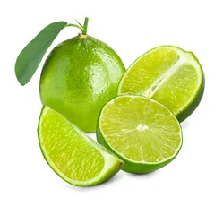 Raamstickers Fresh ripe lime isolated on white. Citrus fruit © New Africa