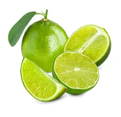 Keuken spatwand met foto Fresh ripe lime isolated on white. Citrus fruit © New Africa