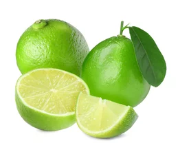 Wandcirkels plexiglas Fresh ripe lime isolated on white. Citrus fruit © New Africa
