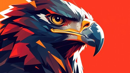 Illustration of an eagle head in a 2d style featuring a spirited mascot design