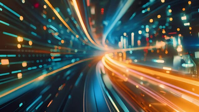 Futuristic data stream in cyberspace, illustrating concepts of speed, technology, and connectivity
