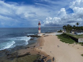 Itapua Lighthouse in Salvador Bahia Brazil.