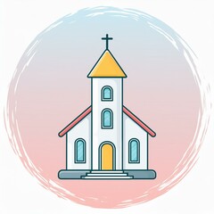 church icon on blue
