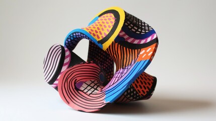 Construct an abstract 3D sculpture with cute patterns  AI generated illustration