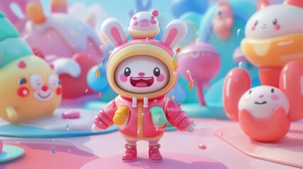 Obraz premium Cute and charming characters brought to life in a delightful 3D style AI generated illustration