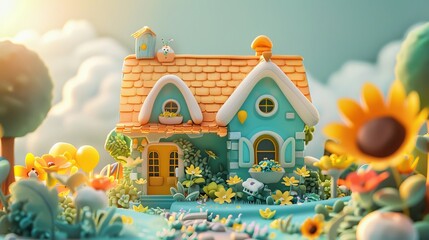 Obraz premium Cute and charming illustrations in an adorable 3D style AI generated illustration
