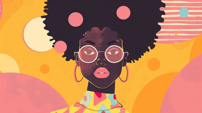 Cute and playful Memphis-inspired babe girl illustration  AI generated illustration