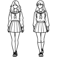 High School Female Student Walking.