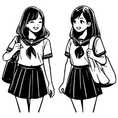 High School Female Student Walking.