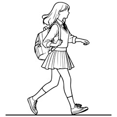 High School Female Student Walking.