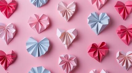 Cute paper hearts arranged in an abstract 3D pattern  AI generated illustration