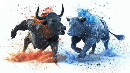 bull vs bear stock exchange - obrazy, fototapety, plakaty