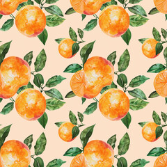 Lively and colorful watercolor pattern featuring oranges, adding vibrancy to textile, wallpaper, and poster backgrounds