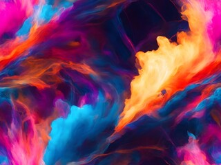 An explosive burst of abstract colorful shapes radiating outward in a dynamic display