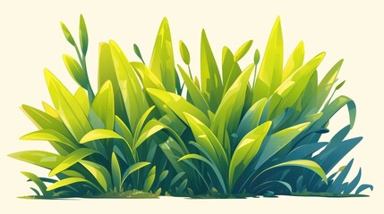 2d icon depicting grass leaves a whimsical cartoon illustration suitable for any website