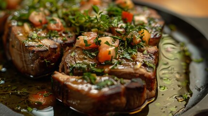 Grilled beef steak Tasty, Yummy, elegant, mouth-watering