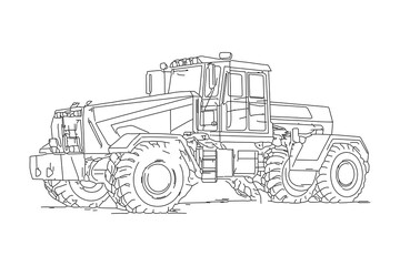 Naklejka premium truck Cute excavator. Coloring page and colorful clipart character. Cartoon design for t shirt print, icon, logo, label, patch or sticker. Vector illustration. generative ai
