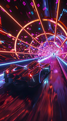 Heart-Pounding Thrills in High-Speed Online Racing Game: Chasing Victory in Neon-Lit Tunnels