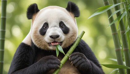 Obraz premium Giant Panda Munching Bamboo
