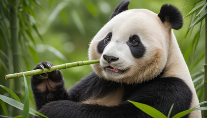 Giant Panda Munching Bamboo