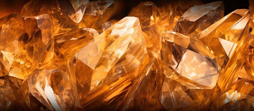 Amber crystals shine on black backdrop, a recipe for art and cuisine