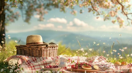Exquisite summer picnic scene with copy space